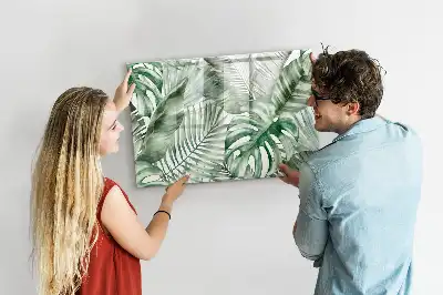 Magnetisch glazen schrijfbord met print van plantbladeren voor notities en foto's