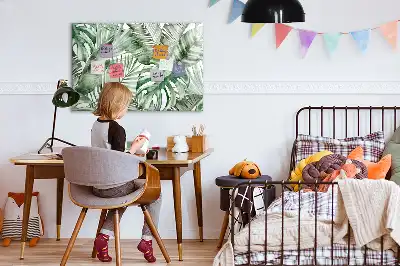Magnetisch glazen schrijfbord met print van plantbladeren voor notities en foto's