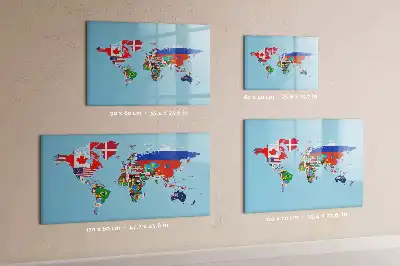 Beschrijfbaar glazen magneetbord met design van kaart met vlaggen
