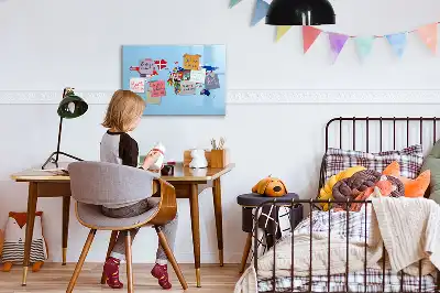 Beschrijfbaar glazen magneetbord met design van kaart met vlaggen
