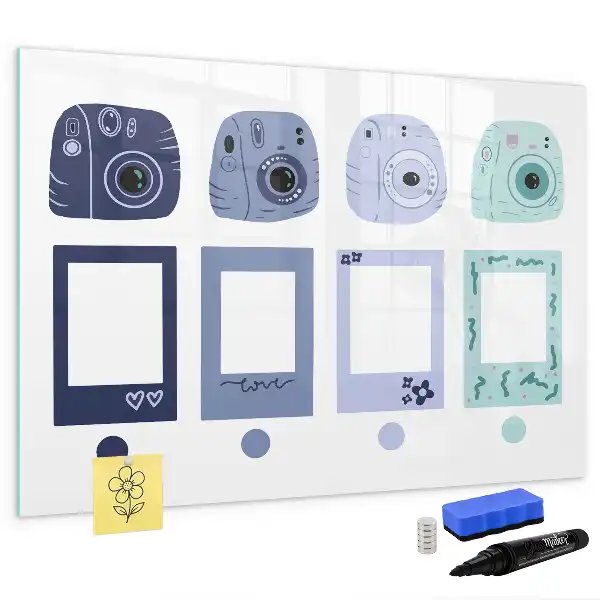 Magnetisch glazen schrijfbord voor notities en foto's polaroid frames