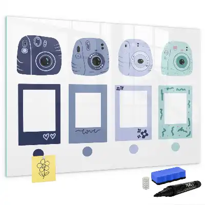 Magnetisch glazen schrijfbord voor notities en foto's polaroid frames