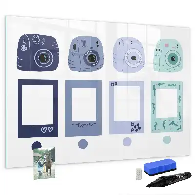Magnetisch glazen schrijfbord voor notities en foto's polaroid frames