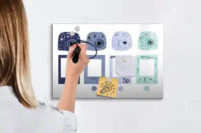 Magnetisch glazen schrijfbord voor notities en foto's polaroid frames