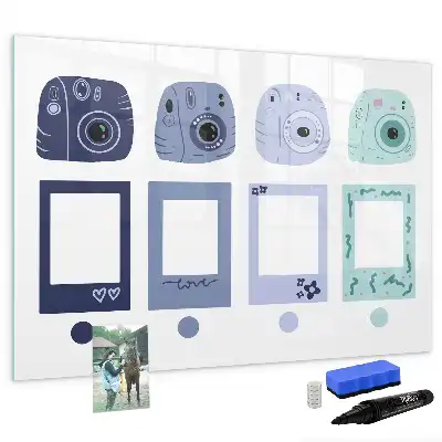 Magnetisch glazen schrijfbord voor notities en foto's polaroid frames