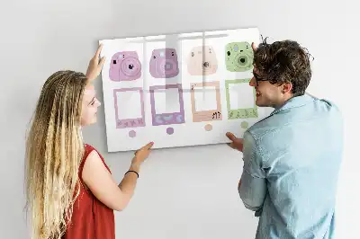 Beschrijfbaar glazen magneetbord met design cameraset