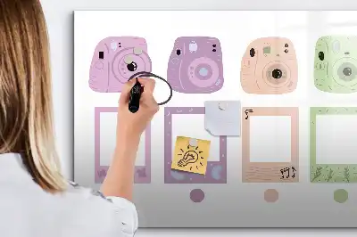 Beschrijfbaar glazen magneetbord met design cameraset