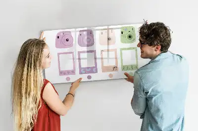 Beschrijfbaar glazen magneetbord met design cameraset