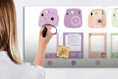 Beschrijfbaar glazen magneetbord met design cameraset