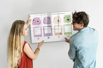 Beschrijfbaar glazen magneetbord met design cameraset