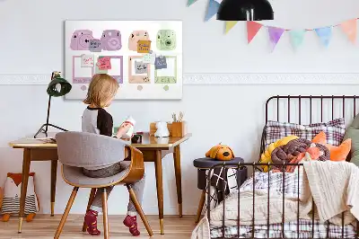 Beschrijfbaar glazen magneetbord met design cameraset
