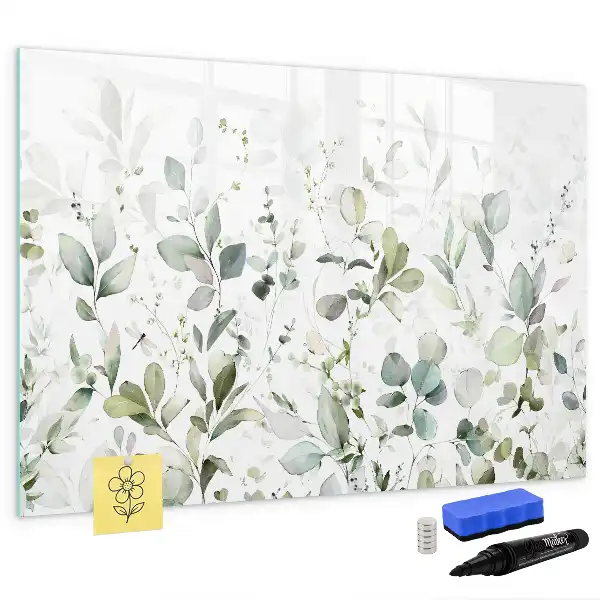 Magnetisch glazen schrijfbord met plantenmotief