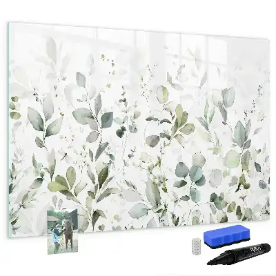 Magnetisch glazen schrijfbord met plantenmotief