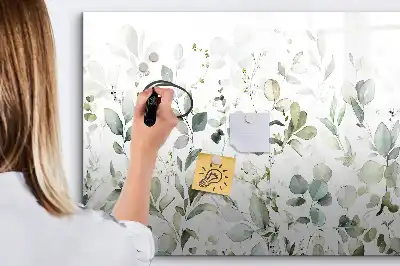 Magnetisch glazen schrijfbord met plantenmotief