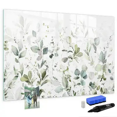 Magnetisch glazen schrijfbord met plantenmotief