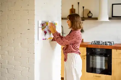 Magnetisch glazen schrijfbord met aquarel wereldkaart print