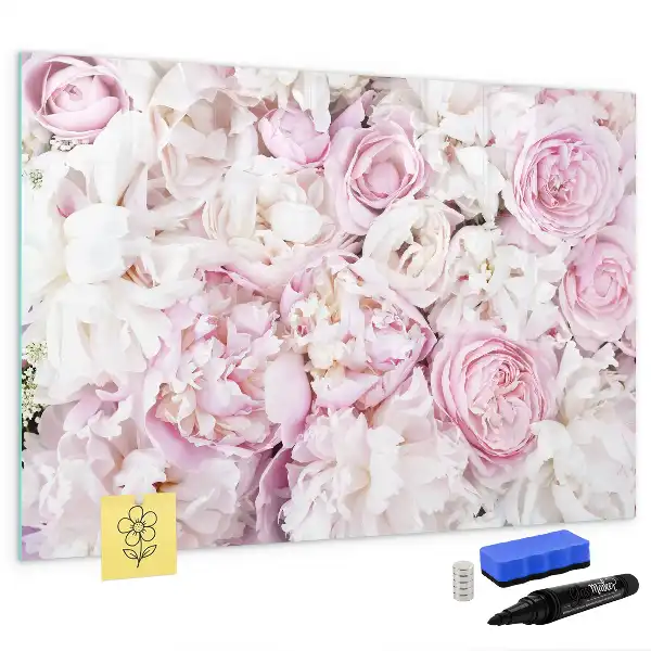 Beschrijfbaar glazen magneetbord met decoratief bloemendesign