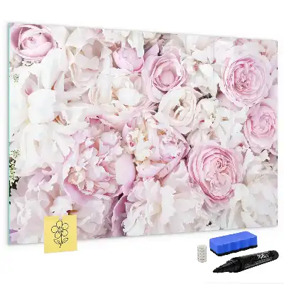 Beschrijfbaar glazen magneetbord met decoratief bloemendesign