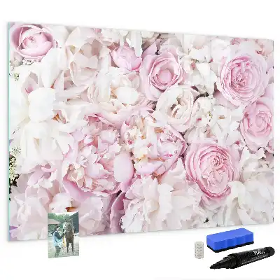 Beschrijfbaar glazen magneetbord met decoratief bloemendesign