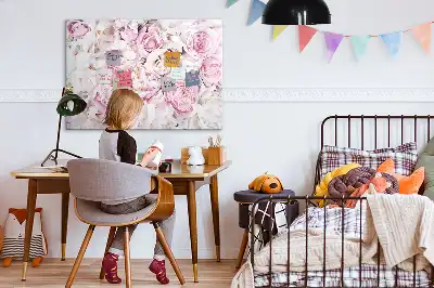 Beschrijfbaar glazen magneetbord met decoratief bloemendesign