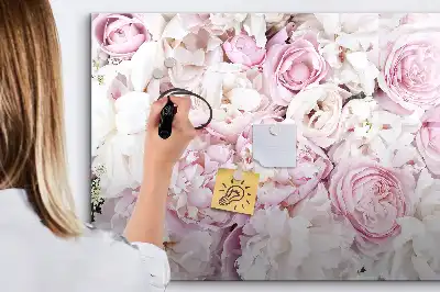 Beschrijfbaar glazen magneetbord met decoratief bloemendesign