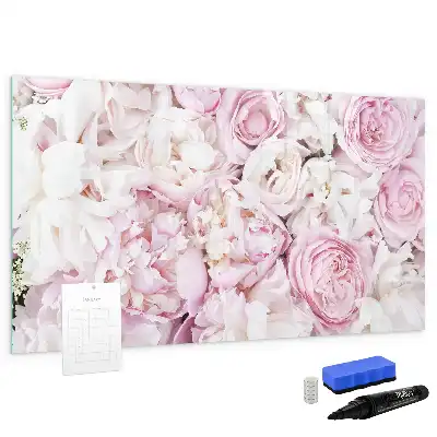 Beschrijfbaar glazen magneetbord met decoratief bloemendesign