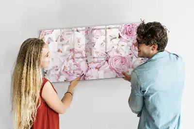 Beschrijfbaar glazen magneetbord met decoratief bloemendesign