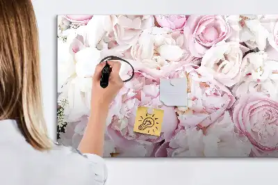 Beschrijfbaar glazen magneetbord met decoratief bloemendesign