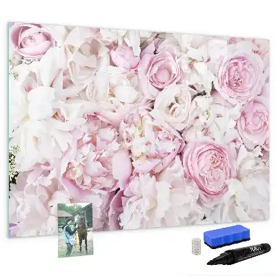 Beschrijfbaar glazen magneetbord met decoratief bloemendesign