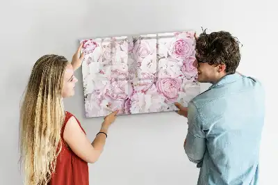 Beschrijfbaar glazen magneetbord met decoratief bloemendesign