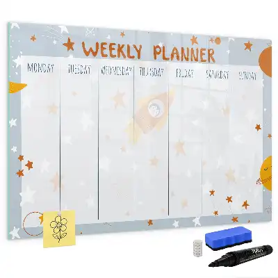 Magnetisch glazen weekplanner voor notities en foto's