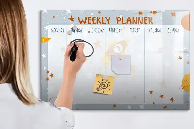 Magnetisch glazen weekplanner voor notities en foto's