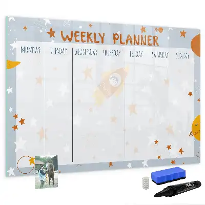 Magnetisch glazen weekplanner voor notities en foto's