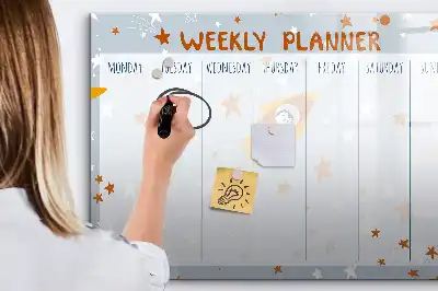 Magnetisch glazen weekplanner voor notities en foto's