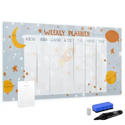 Magnetisch glazen weekplanner voor notities en foto's