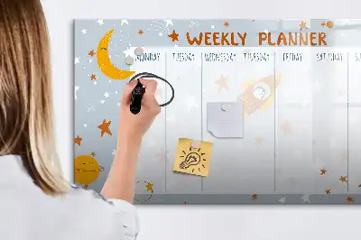 Magnetisch glazen weekplanner voor notities en foto's