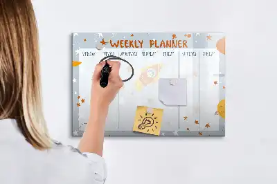 Magnetisch glazen weekplanner voor notities en foto's