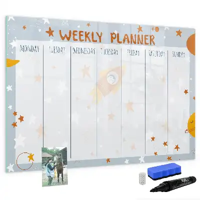 Magnetisch glazen weekplanner voor notities en foto's