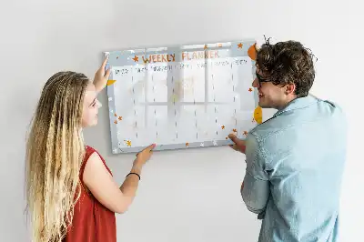 Magnetisch glazen weekplanner voor notities en foto's