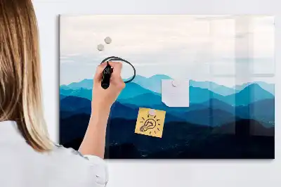 Magnetisch glazen schrijfbord voor notities en foto's in aquarel water design