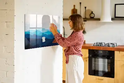 Magnetisch glazen schrijfbord voor notities en foto's in aquarel water design
