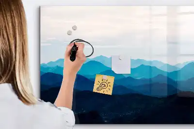 Magnetisch glazen schrijfbord voor notities en foto's in aquarel water design