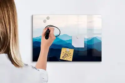 Magnetisch glazen schrijfbord voor notities en foto's in aquarel water design
