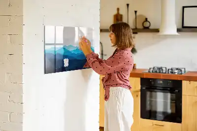 Magnetisch glazen schrijfbord voor notities en foto's in aquarel water design