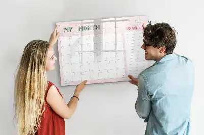 Beschrijfbaar glazen magneetbord met maandplanner voor kinderen