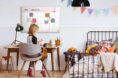 Beschrijfbaar glazen magneetbord met maandplanner voor kinderen