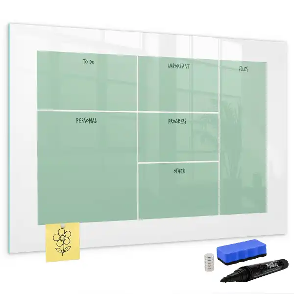 Magnetisch glazen schrijfbord bureau organizer voor notities en foto's