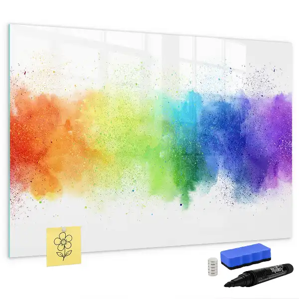Beschrijfbaar glazen magneetbord met abstract regenboogontwerp