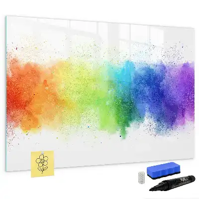 Beschrijfbaar glazen magneetbord met abstract regenboogontwerp