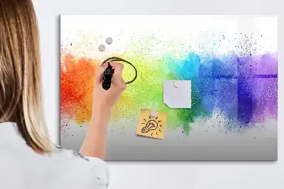 Beschrijfbaar glazen magneetbord met abstract regenboogontwerp